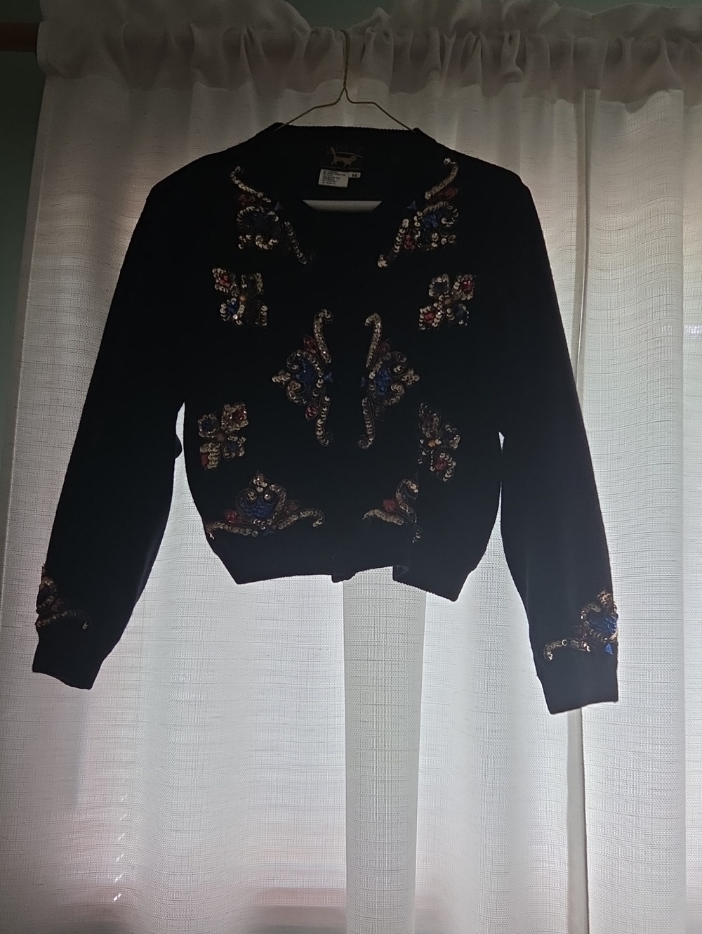 Embellished Black Women's Cardigan with Sequin Details